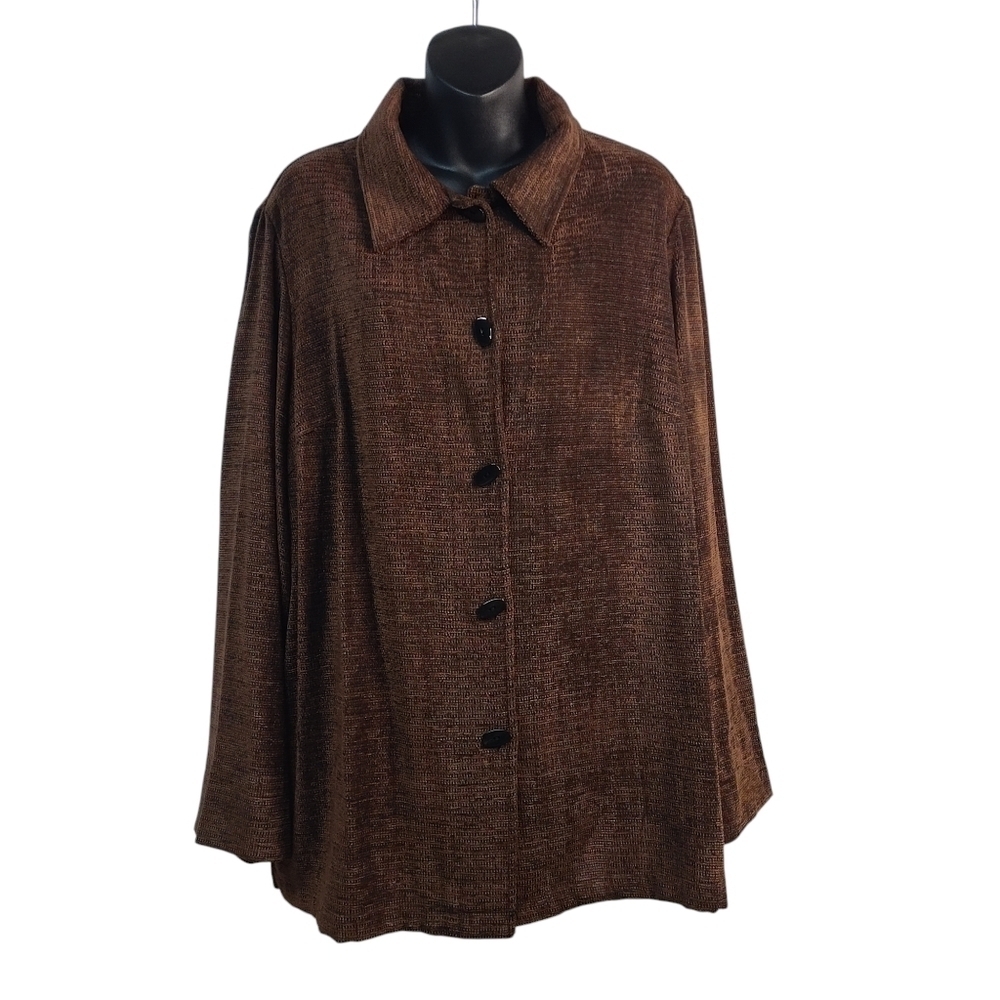 Sag Harbor Coat Jacket Women's Brown Textured Relaxed Fit Size 16W